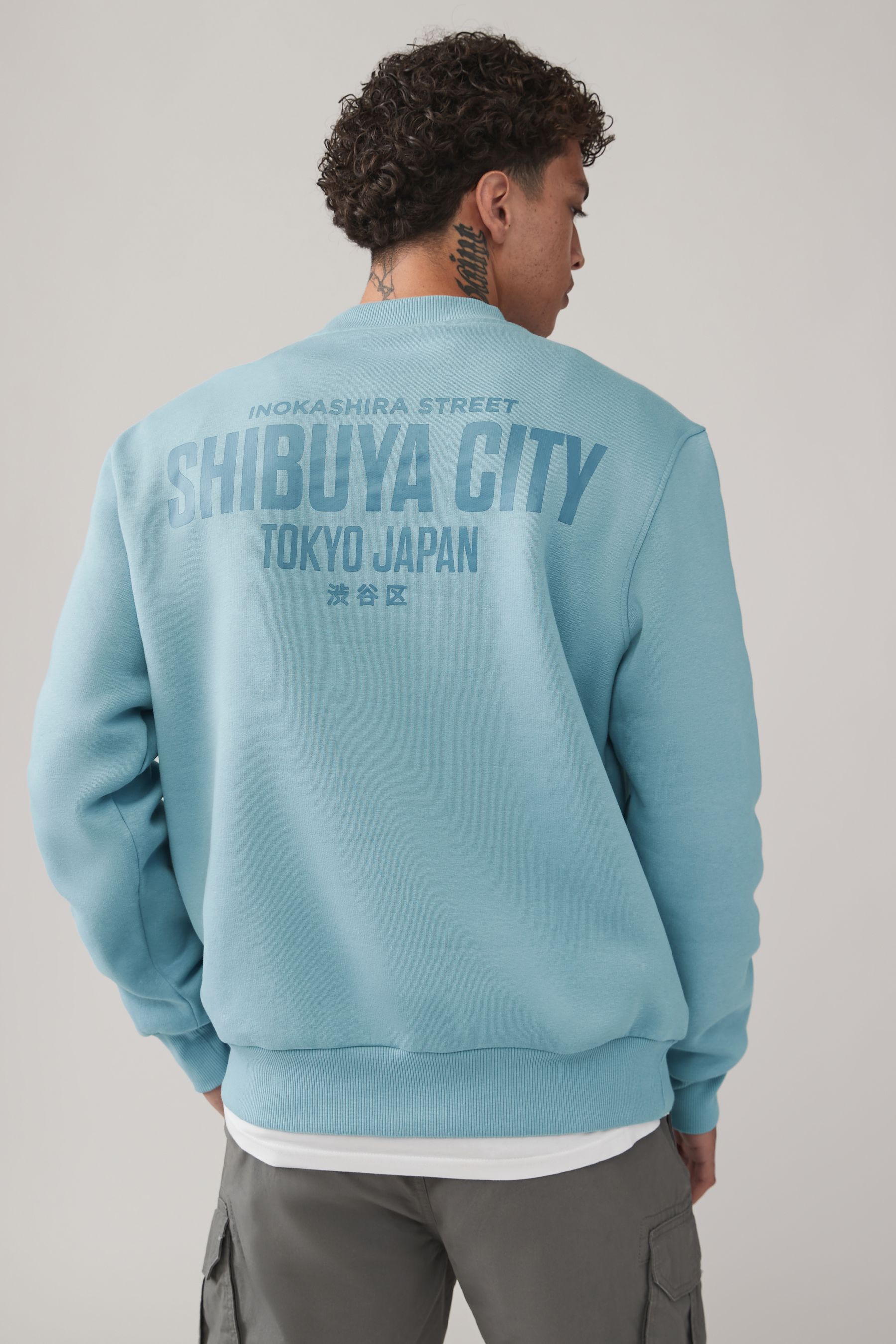 Blue Crew Sweatshirt Graphic Sweatshirt