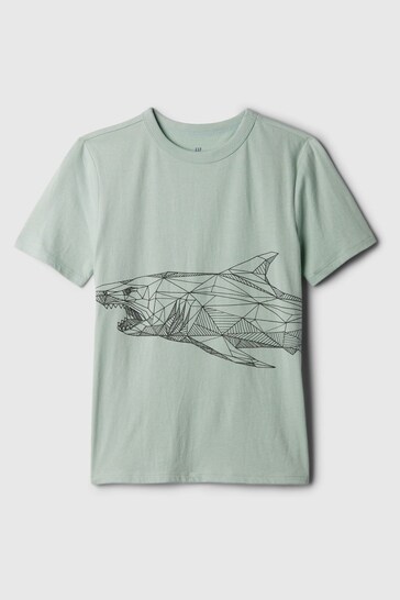 Gap Grey Shark Graphic Short Sleeve Crew Neck T-Shirt (4-13yrs)