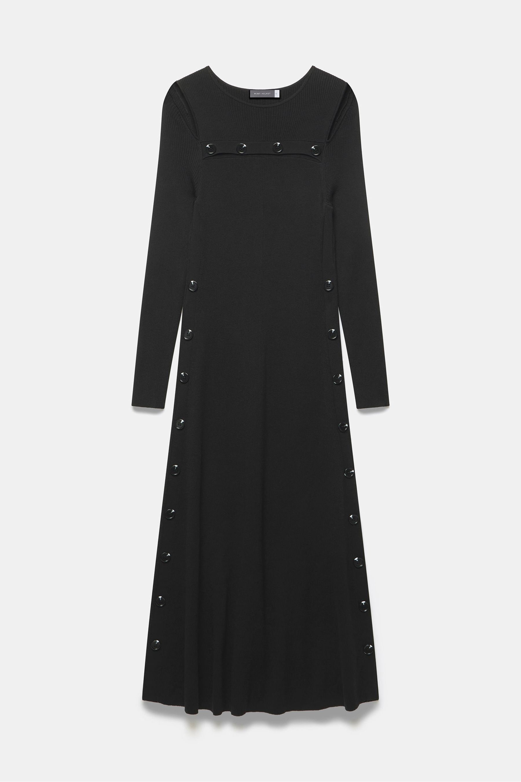 Button detail midi best sale dress