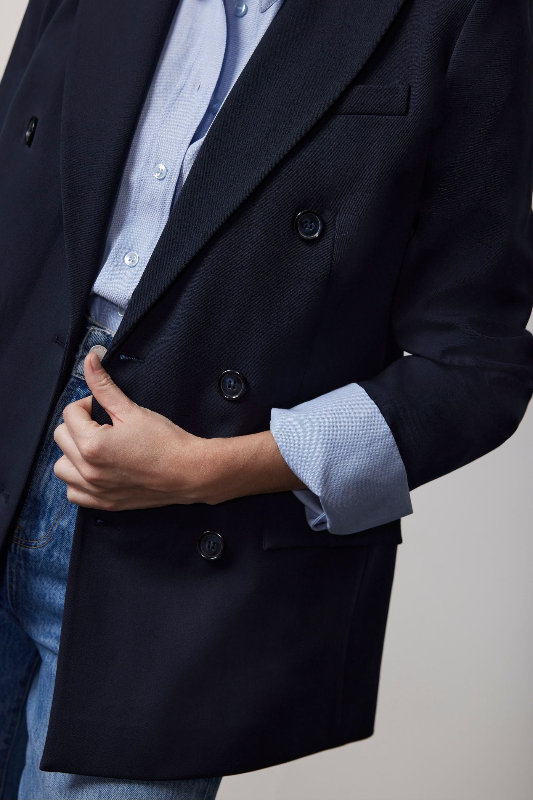 Buy Mint Velvet Blue Double Breasted Blazer from the Next UK