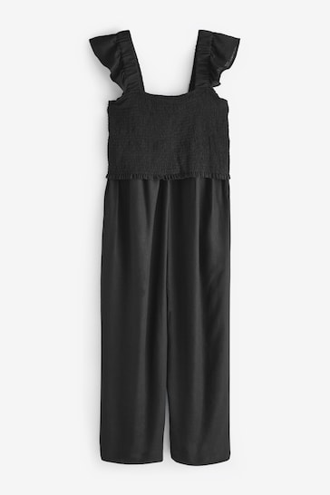 Seraphine Linen-Blend Maternity-To-Nursing Black Jumpsuit