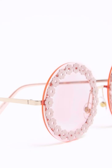 River Island Pink Girls 3D Flower Sunglasses