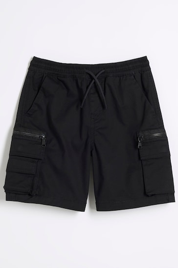River Island Black Cargo Boys Shorts
