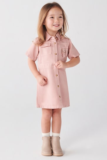 River Island Pink Mini Girls Shirt Dress