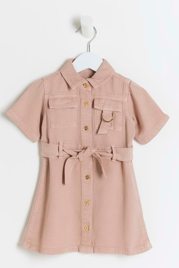 River Island Pink Mini Girls Shirt Dress
