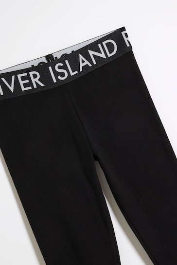 River Island Black Deep Waistband Girls Leggings 5 Pack