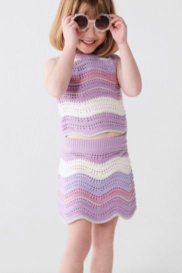River Island Purple Mini Girls Wave Crochet Set