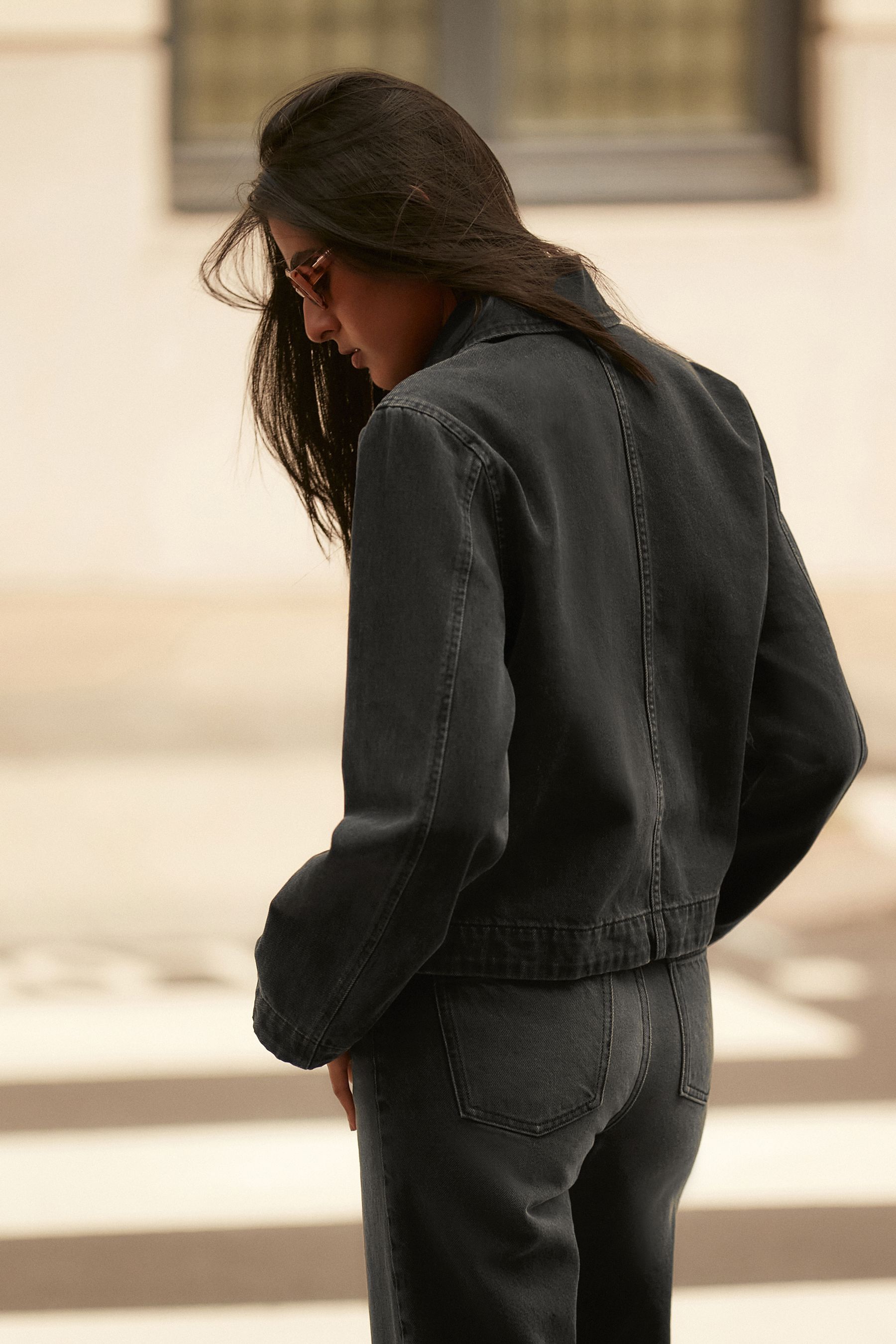 Buy Black Clean Zip Front Denim Jacket from the Next UK online shop