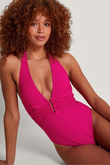 Monsoon Pink Maria Ribbed Swimsuit