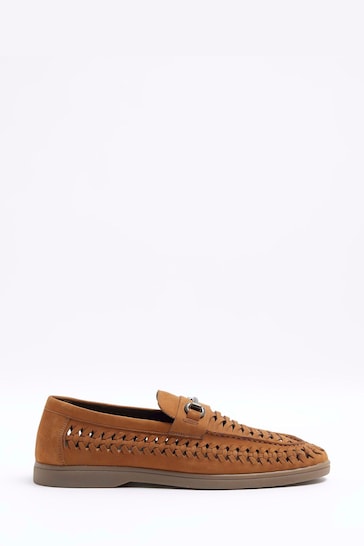 River Island Brown Leather Snaffle Loafers