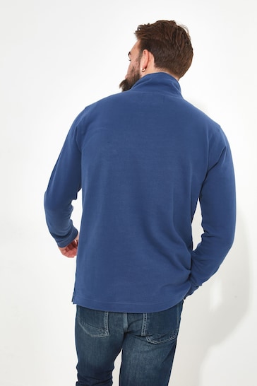 Joe Browns Blue Brushed Cotton Quarter Zip Sweatshirt