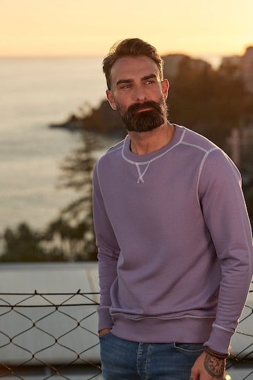 Joe Browns Purple Neon Contrast Stitch Sweatshirt