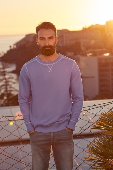 Joe Browns Purple Neon Contrast Stitch Sweatshirt