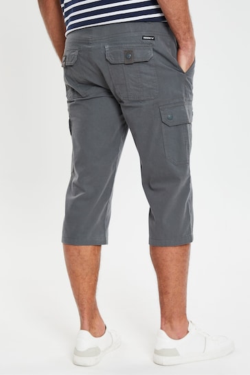Threadbare Grey 3/4 Length Belted Cargo Trousers