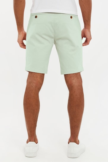 Threadbare Green Slim Fit Cotton Chino Shorts With Stretch