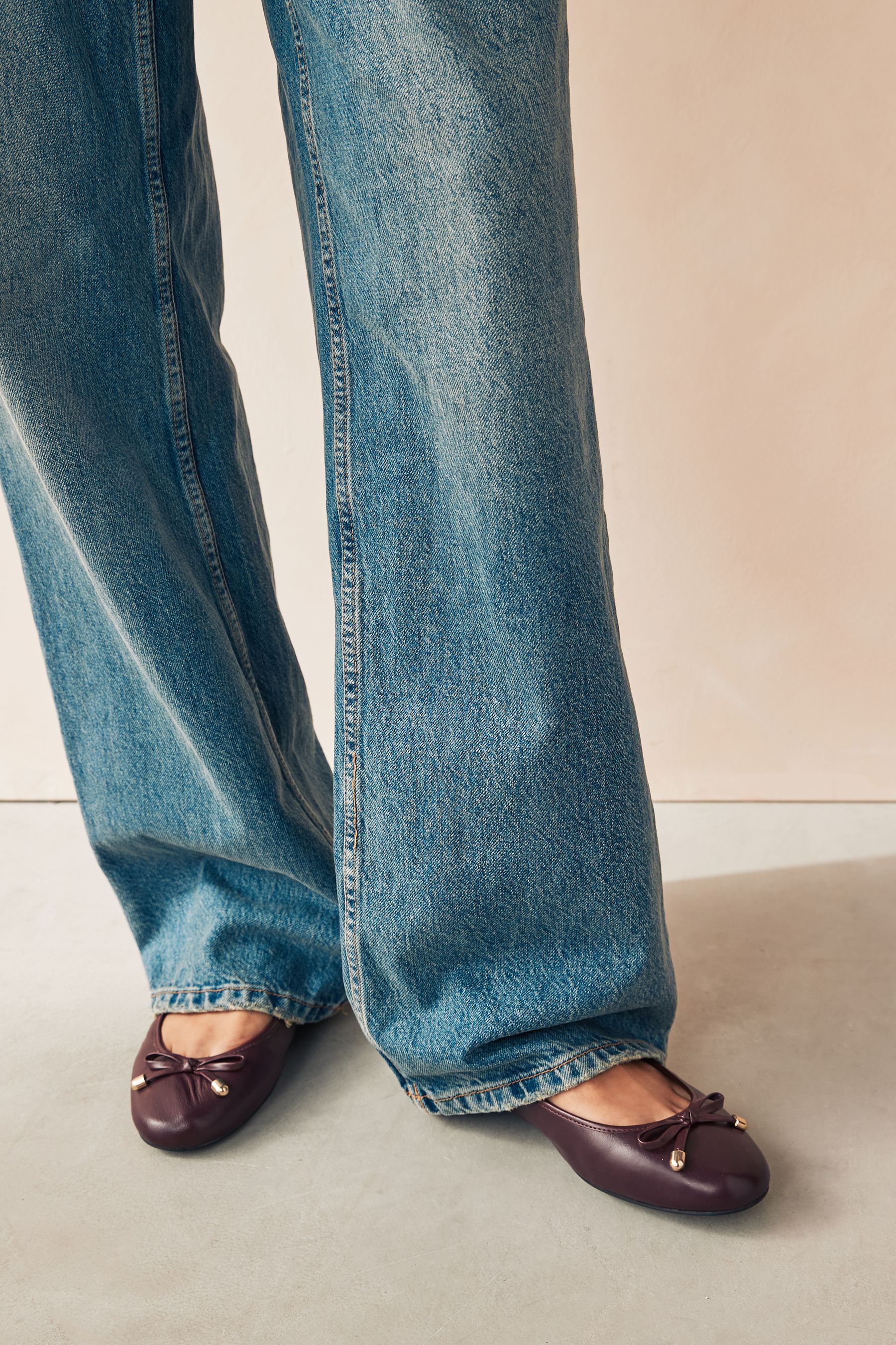 Burgundy Red Forever Comfort Round Toe Leather Ballerina Shoes