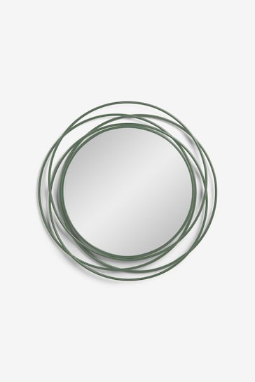 Green Contemporary 60cm Round Wire Wall Mirror