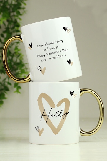 Personalised Hearts Gold Handled Mug by PMC