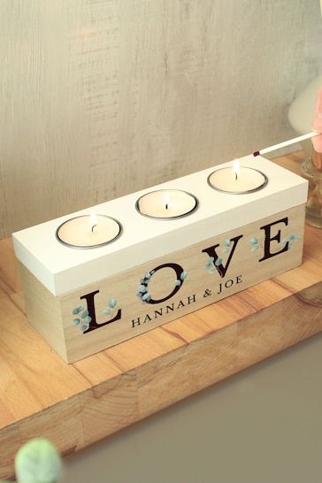 Personalised LOVE Triple Tealight Holder  Storage Box by PMC