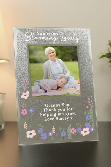 Personalised Blooming Lovely Glitter 6x4 Glass Photo Frame by PMC