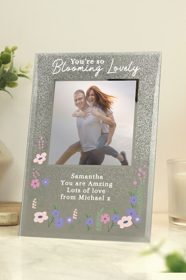 Personalised Blooming Lovely Glitter 6x4 Glass Photo Frame by PMC