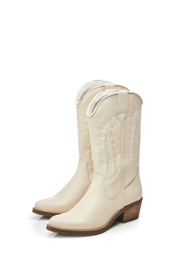 Moda in Pelle Fanntine Mid Leg Pointed Western Nude Boots