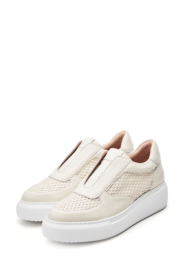Moda in Pelle Althea Slip on Chunky Wedge White Trainers