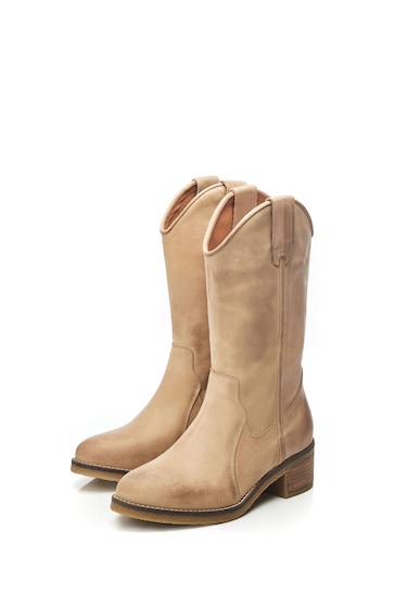 Moda in Pelle Dana Crepe Sole Long Western Natural Boots