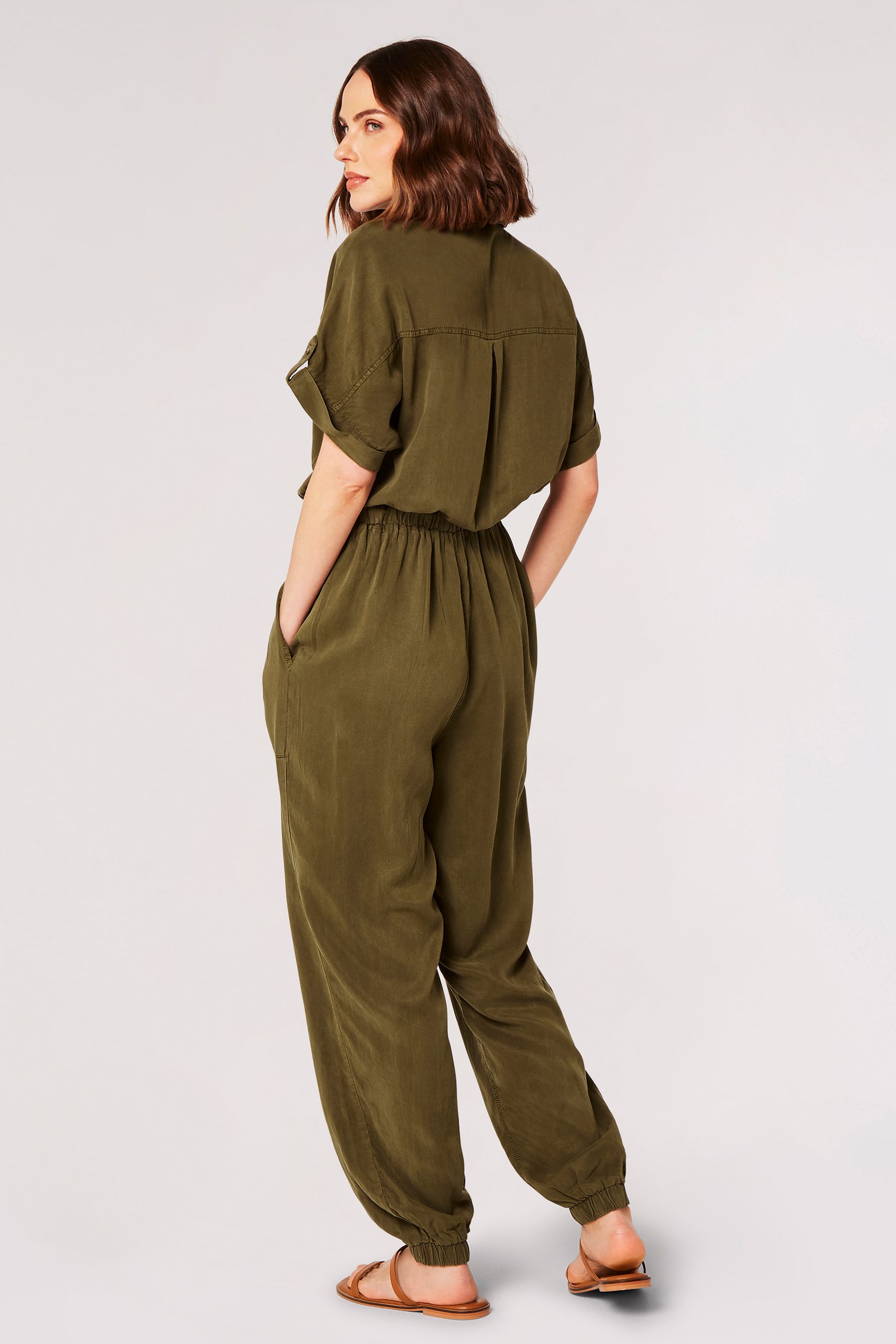 Buy Apricot Olive Green Drawstring Waist Utility Jumpsuit from the Next UK online shop