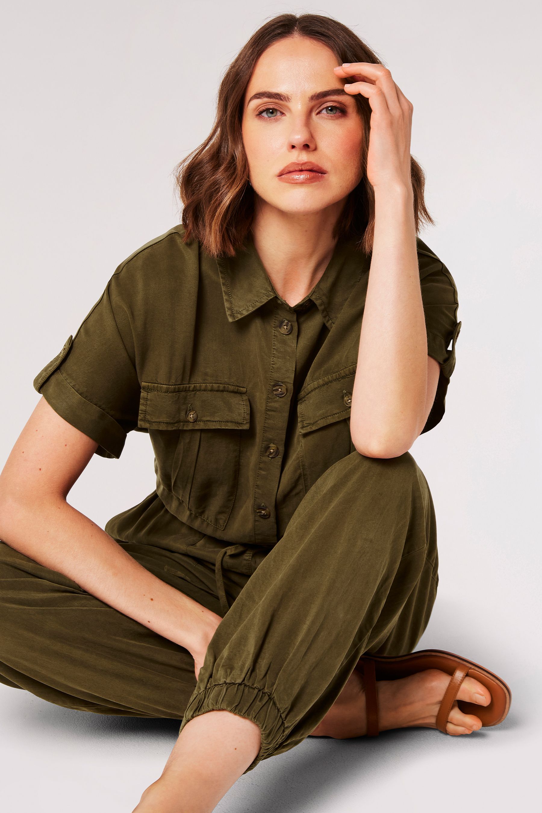 Olive utility jumpsuit store