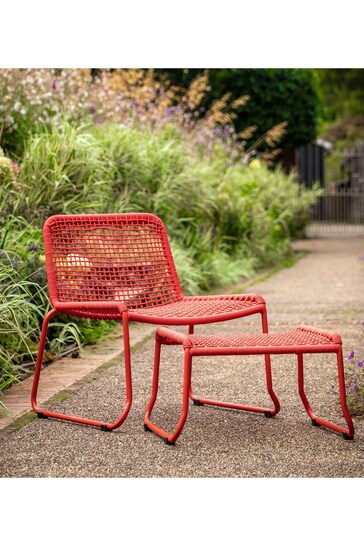Gallery Home Orange Creston Garden Lounge Chair with Footstool