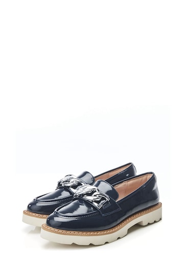 Moda in Pelle Blue Evella Chunky Loafers With Chunky Chain Trim