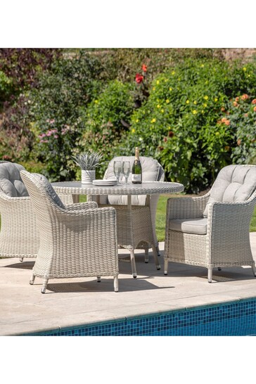 Gallery Home Natural Carbella Garden 4 Seater Round Dining Set