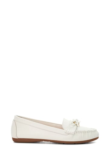 Dune London White Grovers Trim Detail Driving Moccasins