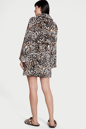 Victoria's Secret Leopard Brown Cosy Short Dressing Gown