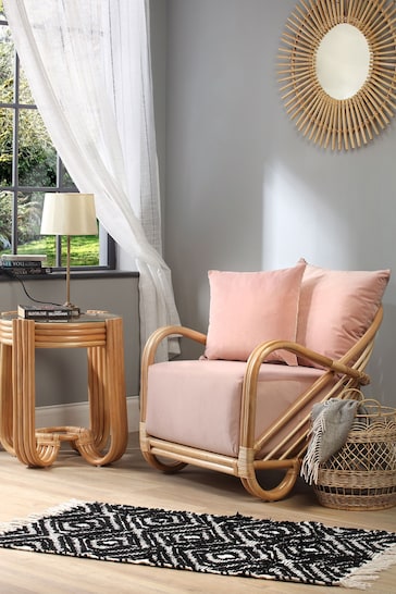 Desser Arch Natural Rattan Chair In Velvet Blush