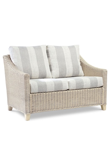Desser Grey Athena Stripe Dijon Rattan Indoor Conservatory 2 Seater Sofa and 2 Armchairs Suite