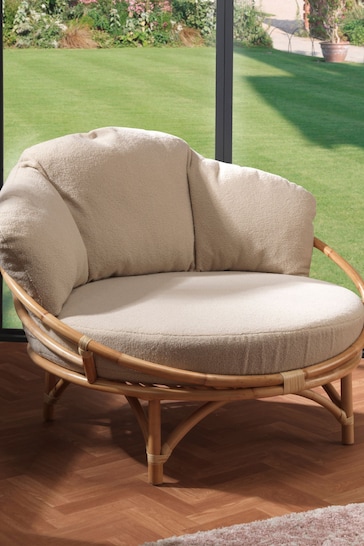Desser Bouclé Plain Snug Wicker Rattan Chair
