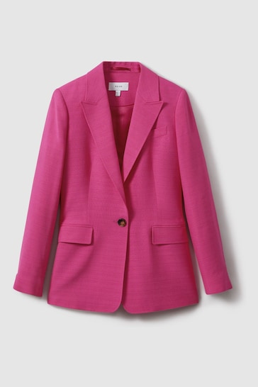 Reiss Pink Hewey Tailored Textured Single Breasted Suit: Blazer