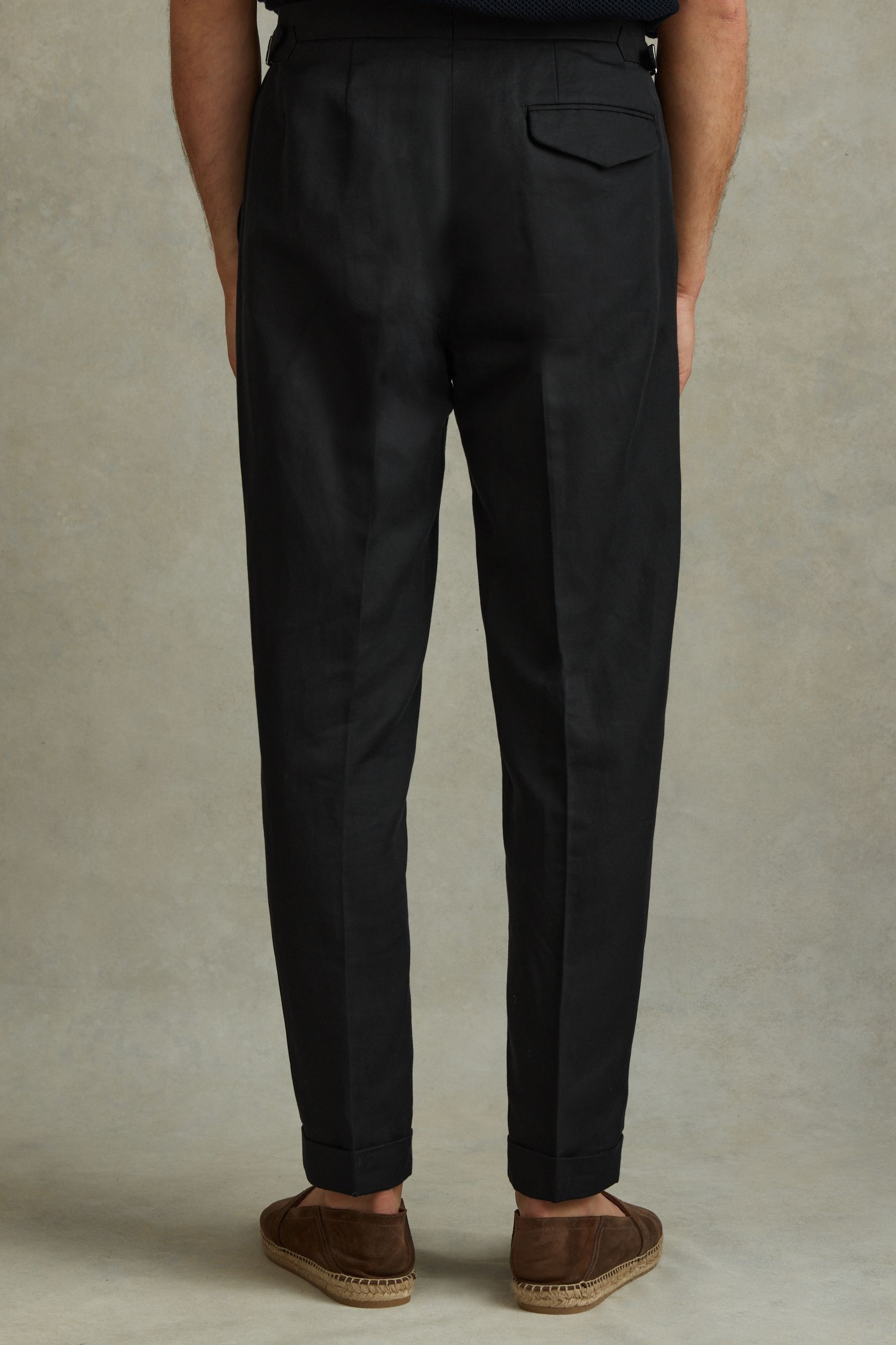 Buy Reiss Black Com Relaxed Cropped Trousers with Turned Up Hems from the Next UK online shop