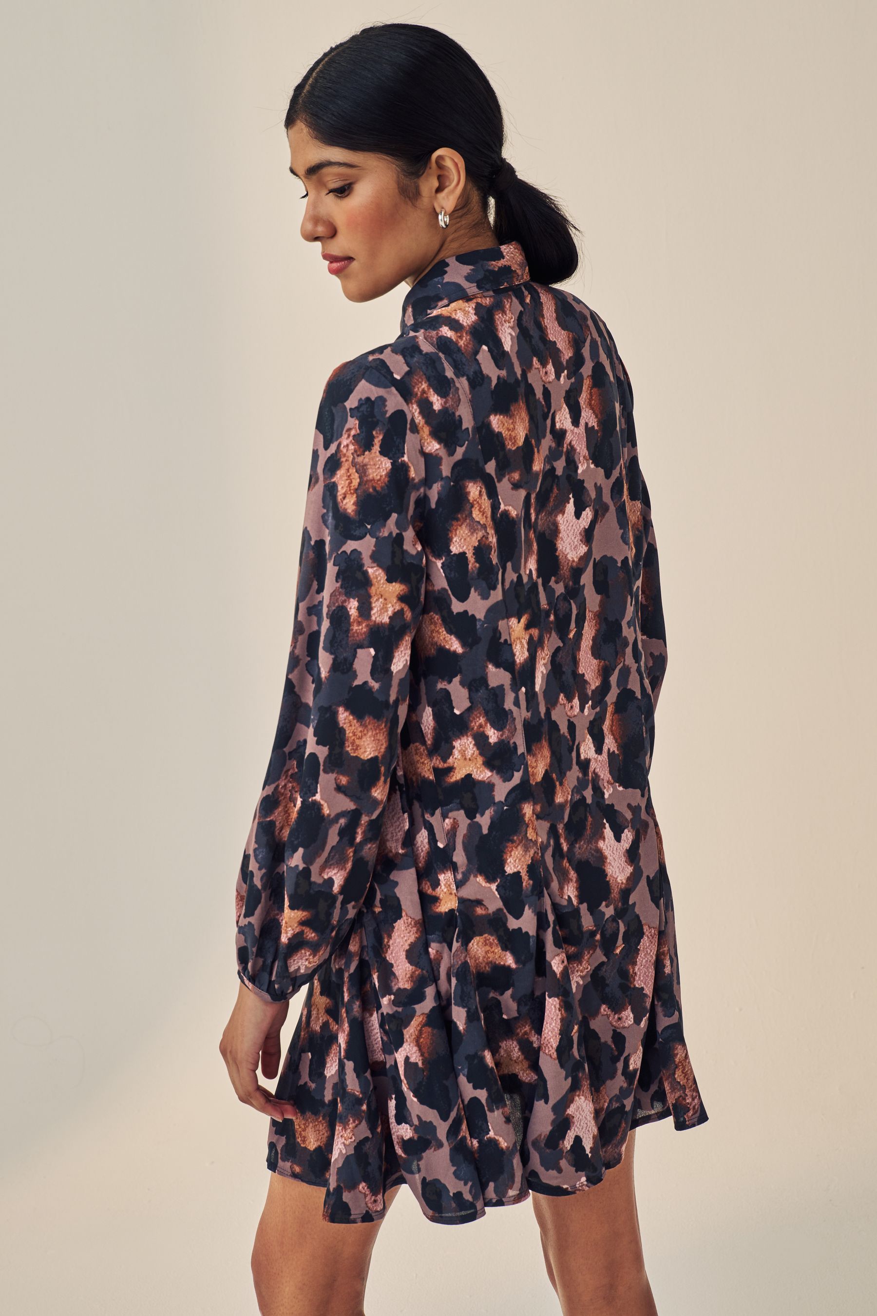 Buy Purple Animal Print Tie Bow Long Sleeve Mini Dress from the Next UK online shop