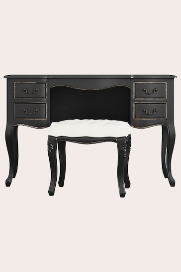 Laura Ashley Black Montpellier Dressing Table & Stool Set