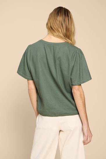 White Stuff Green Ferne Linen Blend Shirt