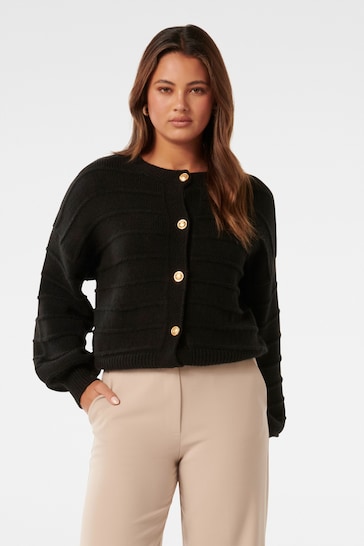 Forever New Black Monroe Cropped Knit Cardigan