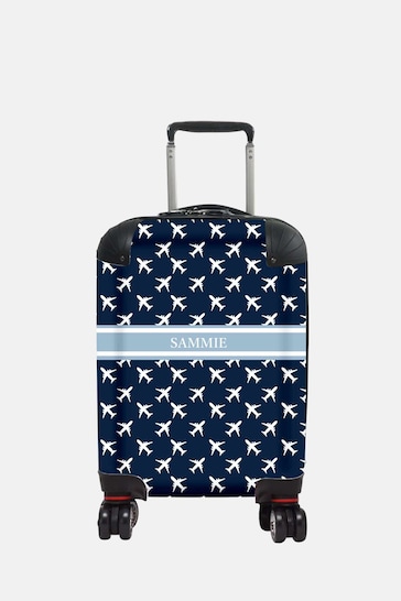 Personalised Navy Aeroplane Suitcase by Koko Blossom