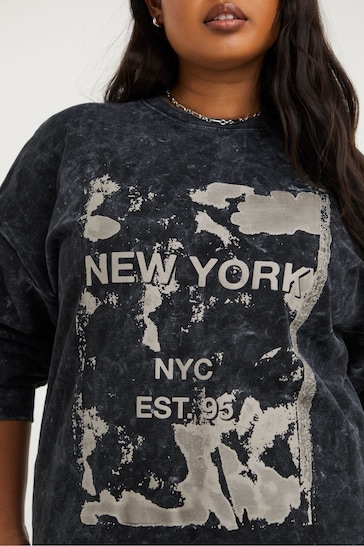 Simply Be New York Graphic Black Sweatshirt