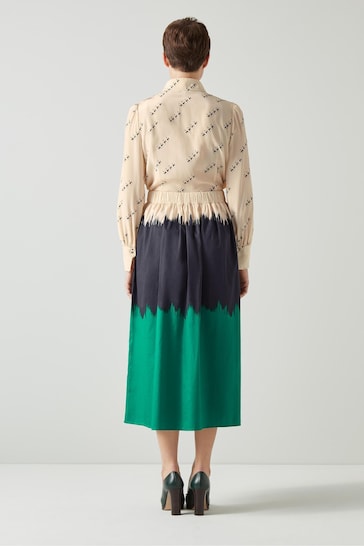 LK Bennett Dora Tie Dye Cotton Midi Skirt