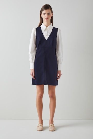 pointed-collar short-sleeve dress