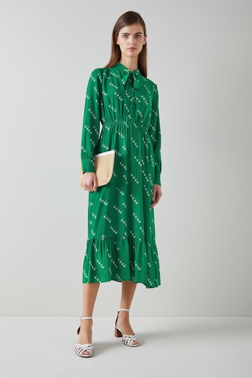 LK Bennett Bridget Viscose-Silk Monkey Print Dress