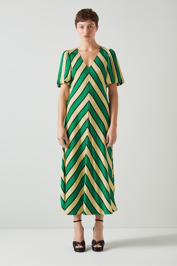 LK Bennett Meerim And Chevron Stripe Midi Dress